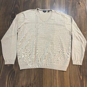 🧶 Van‎ Heusen Men's XXL V-Neck Sweater Beige Long Sleeve Classic Pullover